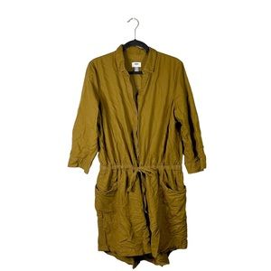 Old Navy Long Sleeve Utility Style Romper Moss Green V Neck Button Front XL Tall